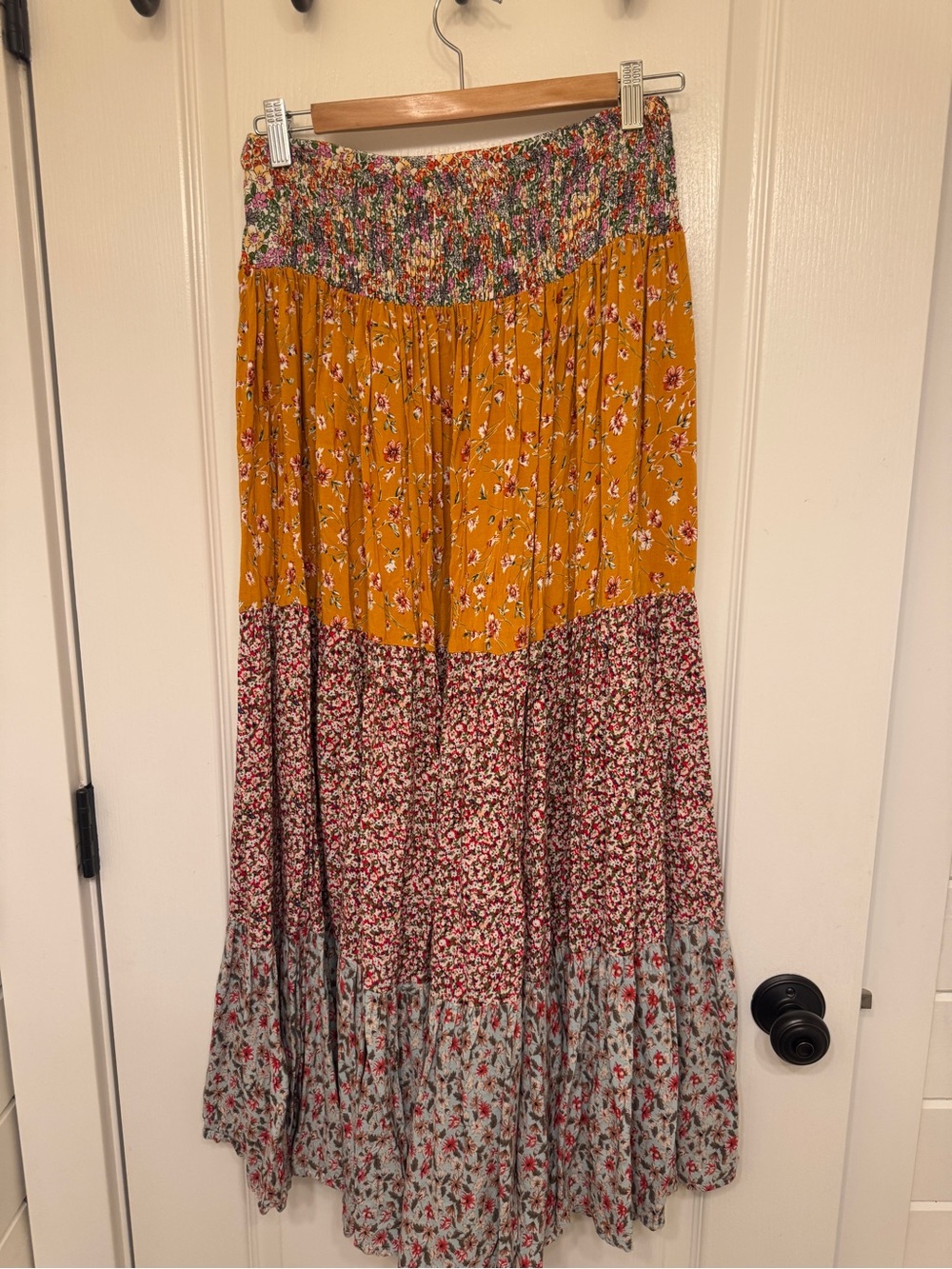 Natural Life Hannah Convertible Tiered Floral Maxi Skirt - Mixed Golden Floral - Picture 6 of 8